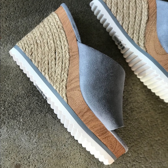 Soda Blue Grown White Platform Espadrille Wedge - Picture 3 of 9